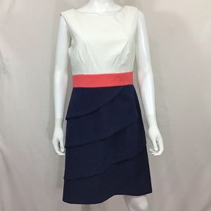 Dressbarn  White/Blue/Peach Sleeveless Dress